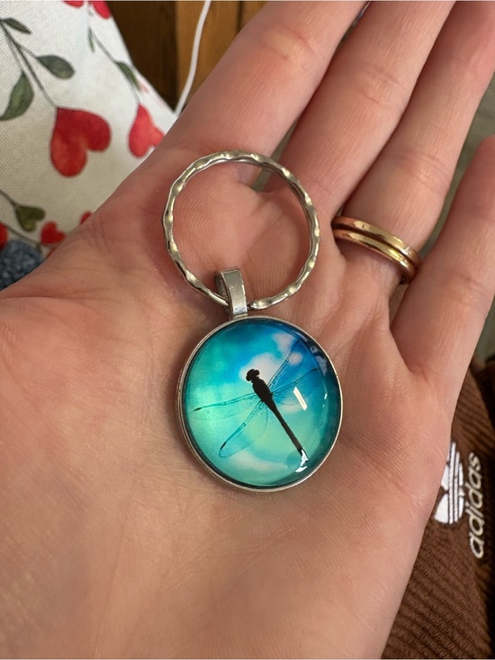 Accessories - Dragonfly Glass Pendant Keychain in Teal Blue